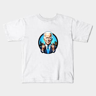 President Joe Biden Finger Pistols Kids T-Shirt